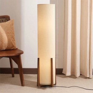 Lampa de podea Bryan, frasin si stofa, 120 x 30 cm, E27, Homedit