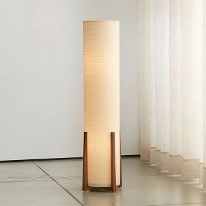 Lampa de podea Bryan, frasin si stofa, 120 x 30 cm, E27, Homedit