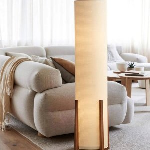 Lampa de podea Bryan, frasin si stofa, 120 x 30 cm, E27, Homedit
