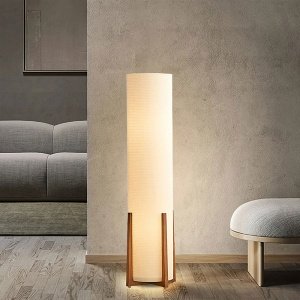 Lampa de podea Bryan, frasin si stofa, 120 x 30 cm, E27, Homedit