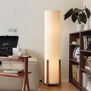 Lampa de podea Bryan, frasin si stofa, 120 x 30 cm, E27, Homedit