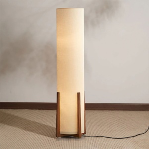 Lampa de podea Bryan, frasin si stofa, 120 x 30 cm, E27, Homedit