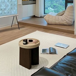 Masuta travertin si lemn Nadal, 40 x 45 cm, Homedit