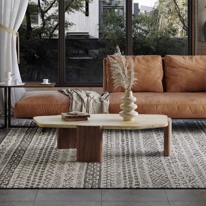 Masa de cafea lemn masiv si travertin 110 x 51 x 35 cm Pensive, Homedit