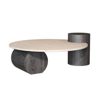 Masa cafea premium lemn masiv si Terrazzo, 90 cm Dune, Homedit