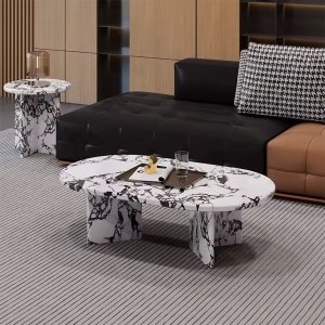 Set masa cafea Grail, masuta premium din Terrazzo, Homedit