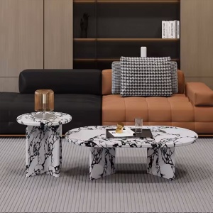 Set masa cafea Grail, masuta premium din Terrazzo, Homedit