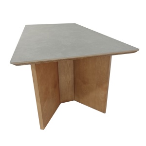 Masă dining Abenna 160x80x75 cm – blat din piatră naturală și picioare din lemn de cauciuc | Homedit