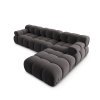 Canapea premium modulara din catifea Bellis, 288 x 96 cm, taburet 96 x 96 cm, gri, Homedit
