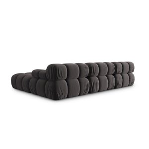 Canapea premium modulara din catifea Bellis, 288 x 96 cm, taburet 96 x 96 cm, gri, Homedit