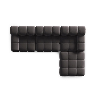 Canapea premium modulara din catifea Bellis, 288 x 96 cm, taburet 96 x 96 cm, gri, Homedit