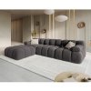 Canapea premium modulara din catifea Bellis, 288 x 96 cm, taburet 96 x 96 cm, gri, Homedit