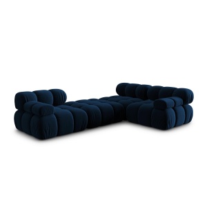 Canapea premium modulara din catifea Bellis, 288 x 96 cm, taburet 96 x 96 cm, albastru, Homedit