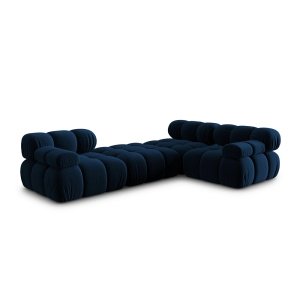 Canapea premium modulara din catifea Bellis, 288 x 96 cm, taburet 96 x 96 cm, albastru, Homedit