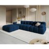 Canapea premium modulara din catifea Bellis, 288 x 96 cm, taburet 96 x 96 cm, albastru, Homedit