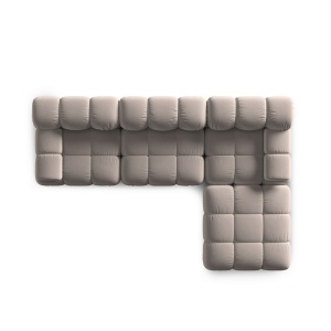 Canapea premium modulara din catifea Bellis, 288 x 96 cm, taburet 96 x 96 cm, bej, Homedit
