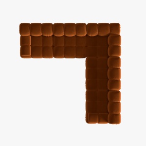 Coltar premium modular din catifea Bellis, 288 x 288 x 96 cm, maro, Homedit