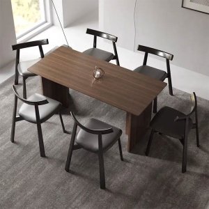 Scaun premium Golian din lemn masiv, piele gri, Homedit