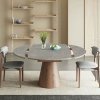 Masa extensibila 150 x 90 x 75 cm lemn masiv si ardezie gri Jhonson, masa dining rotunda, Homedit