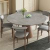 Masa extensibila 150 x 90 x 75 cm lemn masiv si ardezie gri Jhonson, masa dining rotunda, Homedit