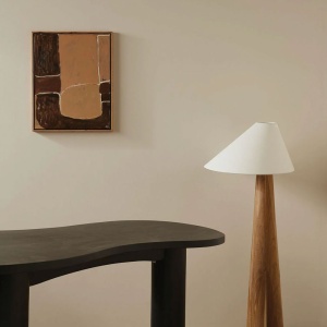 Lampa de podea Miya din lemn de stejar, 150 x 45 cm, Homedit