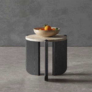 Masuta de cafea Luce, 50 x 50 cm, stejar rosu si Terrazzo, Homedit