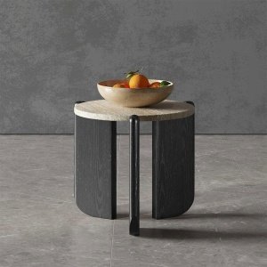 Masuta de cafea Luce, 50 x 50 cm, stejar rosu si Terrazzo, Homedit