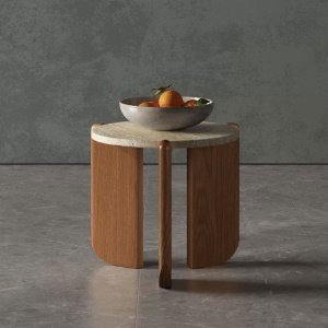 Masuta de cafea Luce, 50 x 50 cm, stejar rosu si Terrazzo, Homedit