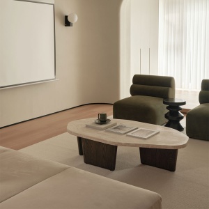 Masuta cafea 120 x 68, stejar rosu si travertin Kaice, Homedit