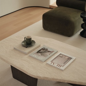 Masuta cafea 120 x 68, stejar rosu si travertin Kaice, Homedit