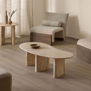 Masa cafea premium Carlo, piatra naturala, 128 x 58 x 40 cm, Homedit