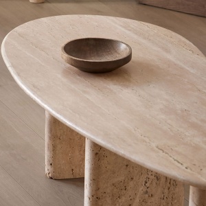 Masa cafea premium Carlo, piatra naturala, 128 x 58 x 40 cm, Homedit