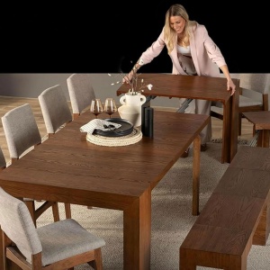 Masa extensibila 45 cm la 300 cm Even, din lemn masiv, Homedit