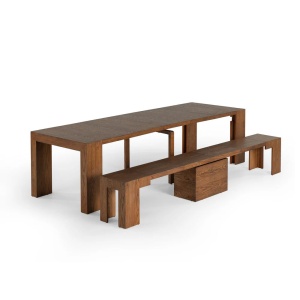 Masa extensibila 45 cm la 300 cm Even, din lemn masiv, Homedit