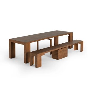 Masa extensibila 45 cm la 300 cm Even, din lemn masiv, Homedit