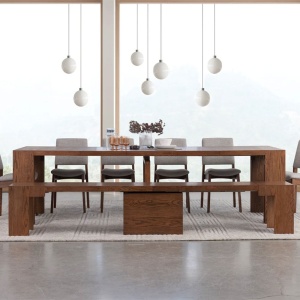 Masa extensibila 45 cm la 300 cm Even, din lemn masiv, Homedit