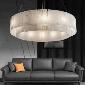 Candelabru din marmura naturala si 3 tipuri de lumini, 60 x 60 cm, Corp de iluminat Davano, Homedit