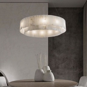 Candelabru din marmura naturala si 3 tipuri de lumini, 60 x 60 cm, Corp de iluminat Davano, Homedit