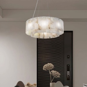 Candelabru din marmura naturala si 3 tipuri de lumini, 60 x 60 cm, Corp de iluminat Davano, Homedit