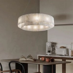 Candelabru din marmura naturala si 3 tipuri de lumini, 60 x 60 cm, Corp de iluminat Davano, Homedit