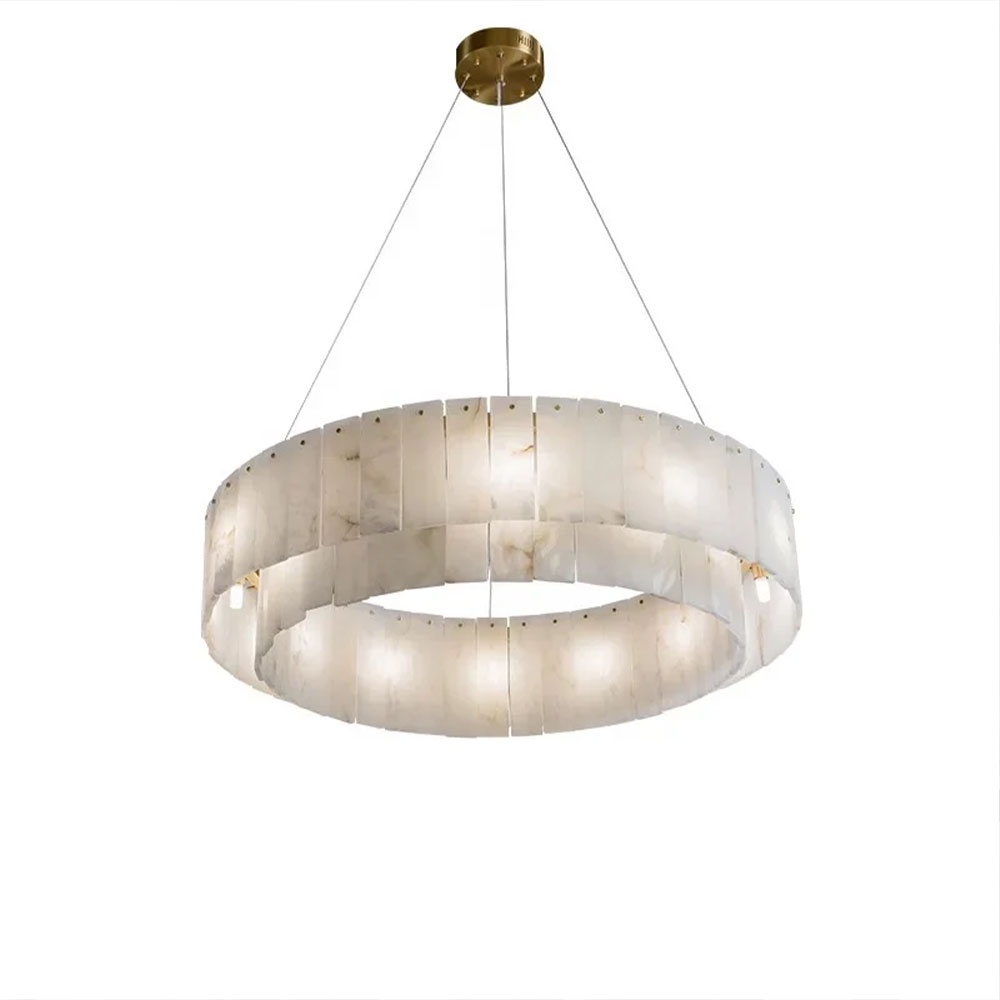 Candelabru din marmura naturala si 3 tipuri de lumini, 60 x 60 cm, Corp de iluminat Davano, Homedit