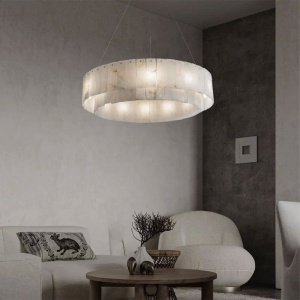 Candelabru din marmura naturala si 3 tipuri de lumini, 60 x 60 cm, Corp de iluminat Davano, Homedit