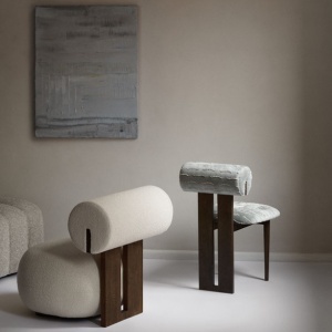 Scaun design Ottawa – boucle premium și lemn de nuc | Homedit