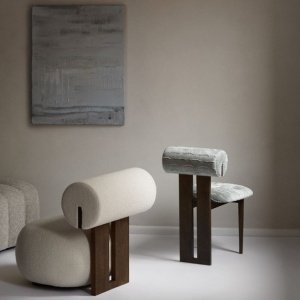 Scaun design Ottawa – boucle premium și lemn de nuc | Homedit