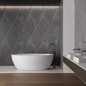 Cada baie Wavy, acril, 170 x 80 x 58 cm, alb, Homedit