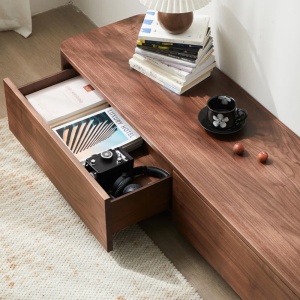 Consolă TV Shape Wood din lemn masiv cu 3 sertare | Homedit