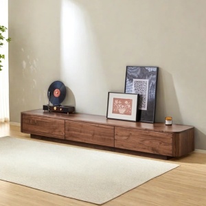 Consolă TV Shape Wood din lemn masiv cu 3 sertare | Homedit