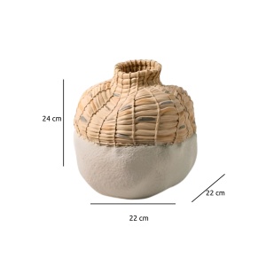 vaza ceramica loura, 24 x 22 x 22 cm, alb + bej, homedit