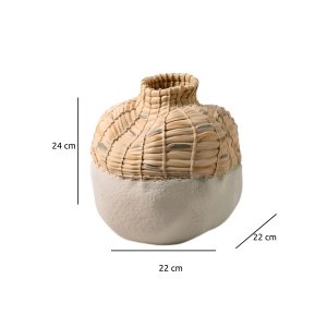 vaza ceramica loura, 24 x 22 x 22 cm, alb + bej, homedit
