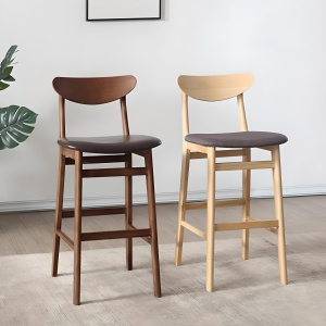 Scaun de bar Volya din lemn masiv și piele – design elegant, 106 cm înălțime | Homedit